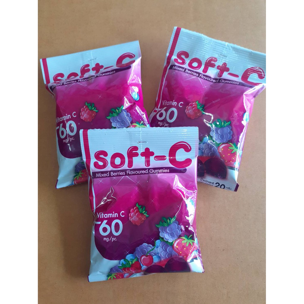 เยลลี่วิตามินซีสูง Soft C gummies 60mg. Recomend 17.-