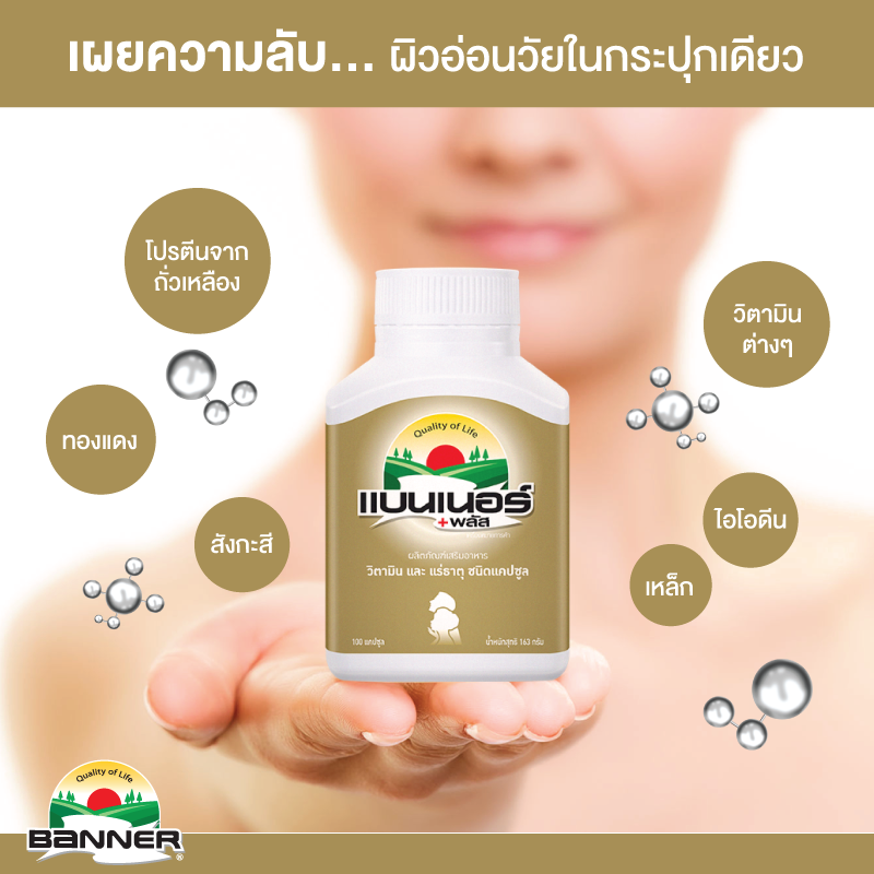 อาหารเสริมบำรุงผิว ผิวอ่อนวัยใน1กระปุก Banner Plus
